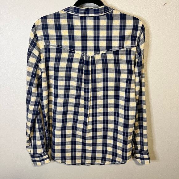 Holding Horses Anthropologie Plaid Western Button Up Blouse Size 10 - Picture 3 of 5